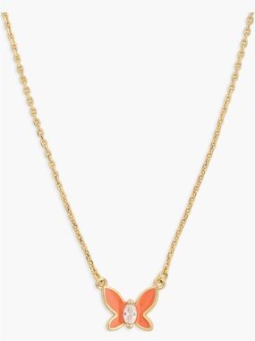 🦚2/$70🦚 kate spade NWT “social butterfly” Gold-Tone Orange enamel pendant